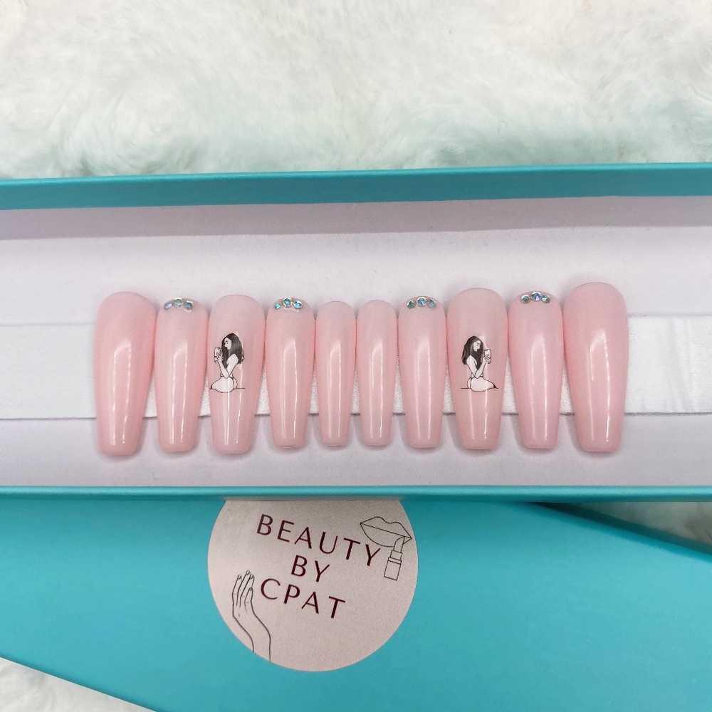 RTS Sexy Girl Selfie Reusable Luxury Press On Nails